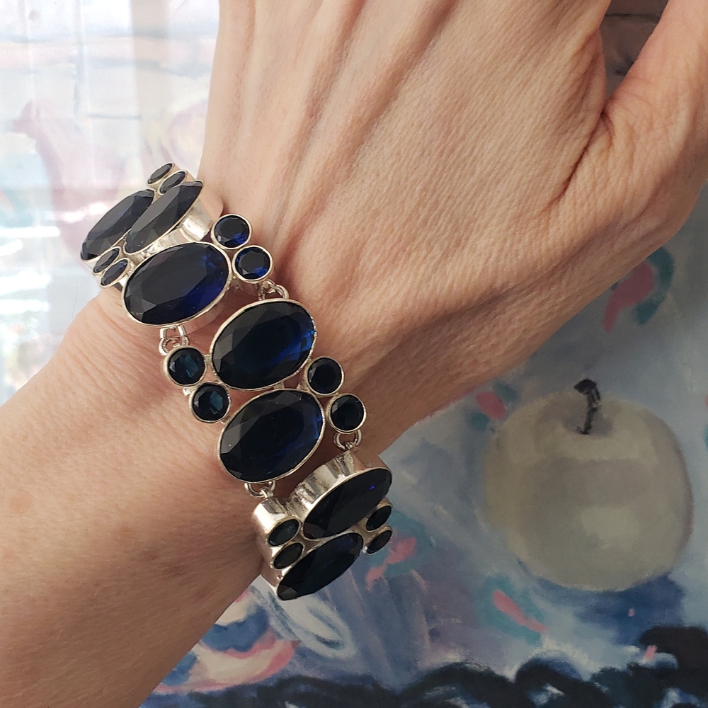 Sapphire & Sterling Bracelet-New, Huge Gemstones, Handmade by Artisans-Knockout! - Picture 15 of 16